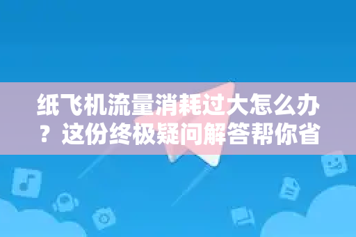 纸飞机流量消耗过大怎么办？这份终极疑问解答帮你省流又畅玩