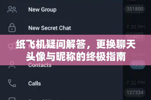 纸飞机疑问解答，更换聊天头像与昵称的终极指南