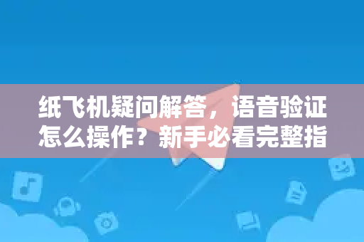 纸飞机疑问解答，语音验证怎么操作？新手必看完整指南