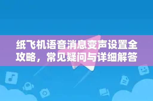 纸飞机语音消息变声设置全攻略，常见疑问与详细解答