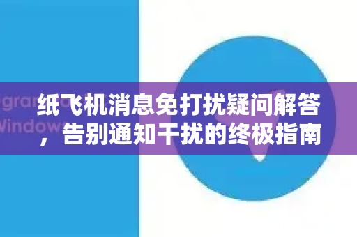 纸飞机消息免打扰疑问解答，告别通知干扰的终极指南